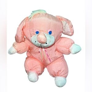 Rare Cuddle With Pink /White Nylon Parachute Puppy Dog Stuffed Plush Vintage Toy